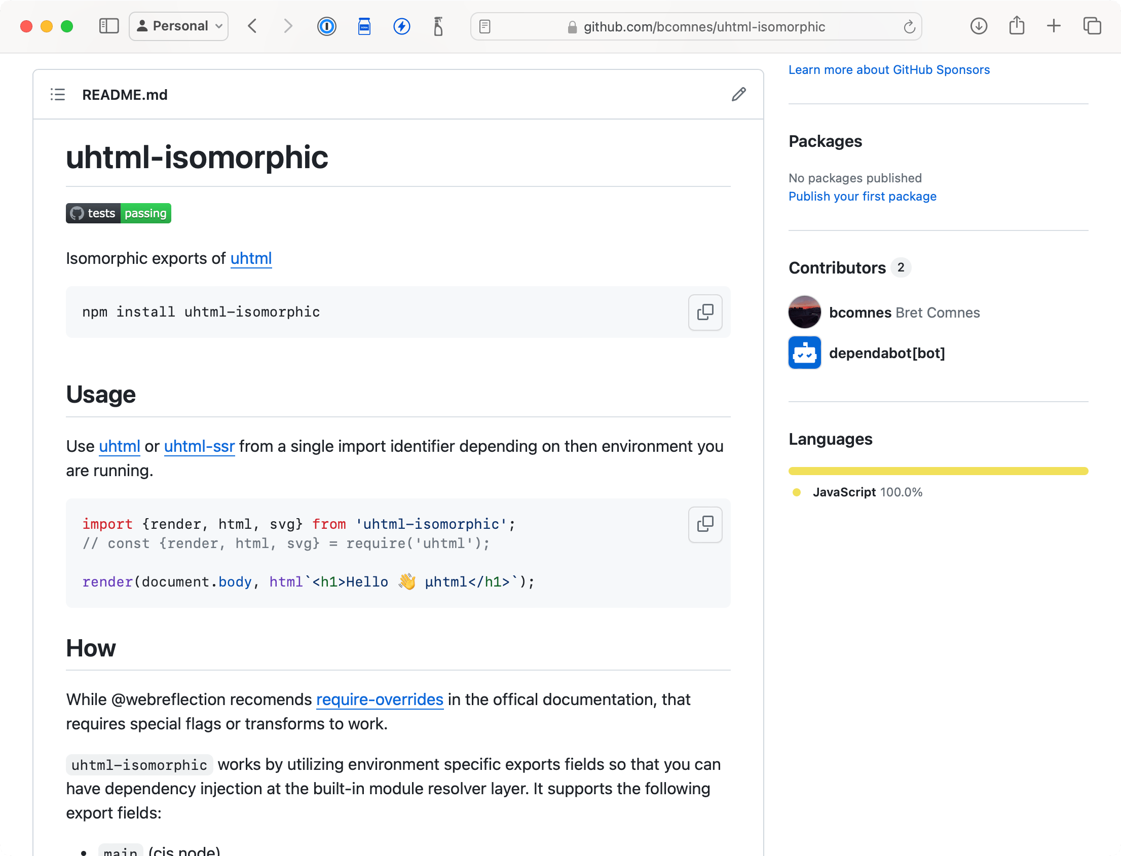 Screenshot of uhtml-isomorphic