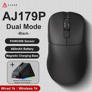 AJAZZ AJ179 PRO PAW3395 26000DPI Lightweight Wired Wireless Gaming Mouse with Charging Base Ergonomic Mouse for PC Laptop NEW  Black  Mouse