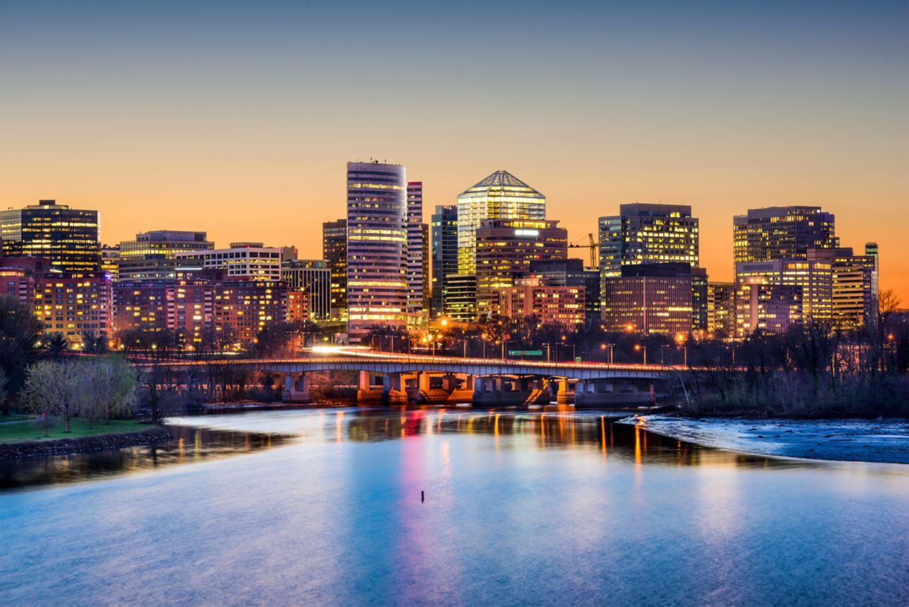 Arlington Financial District at dusk