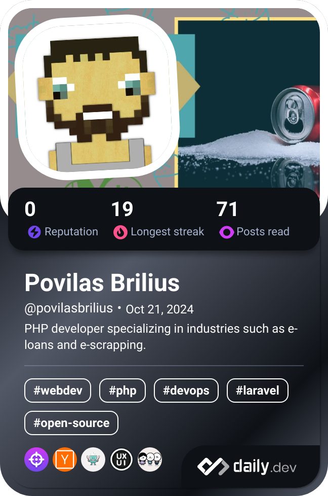 Povilas Brilius's Dev Card