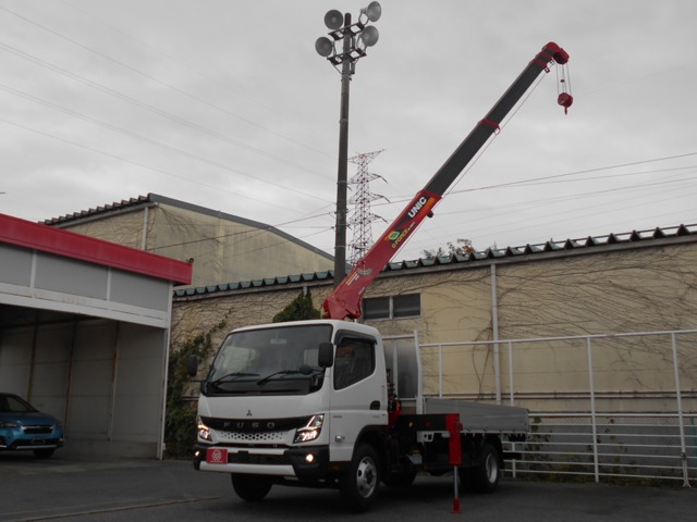 三菱ふそう&nbsp;キャンター&nbsp;5段クレーン付き平ボデイ 3800kg積み&nbsp;ラジコン フックイン&nbsp;滋賀県