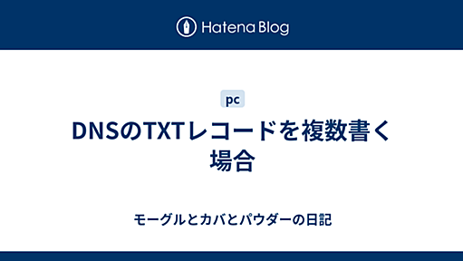 DNSのTXTレコードを複数書く場合 - モーグルとカバとパウダーの日記