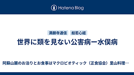 世界に類を見ない公害病ー水俣病 - 阿蘇山麓のお泊りとお食事はマクロビオティック（正食協会）里山料理のグリーンツーリズム民泊『木もれび庵　たゆたゆ』 で・・野菜お米は自然農法『農園ナティーボ』で・・