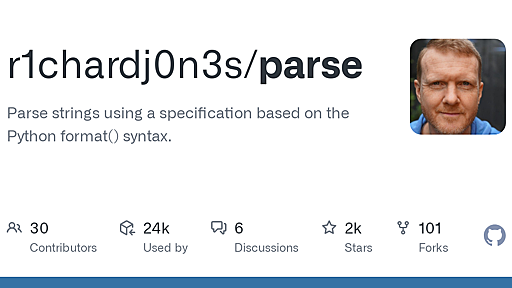 GitHub - r1chardj0n3s/parse: Parse strings using a specification based on the Python format() syntax.