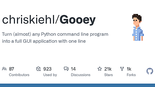 GitHub - chriskiehl/Gooey: Turn (almost) any Python command line program into a full GUI application with one line