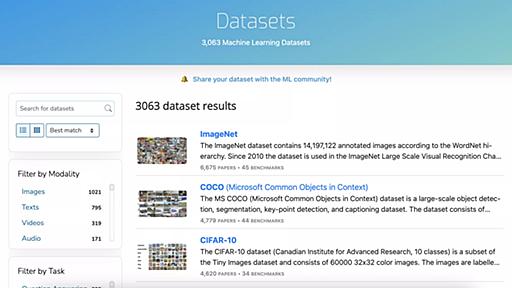Papers with Code - Machine Learning Datasets