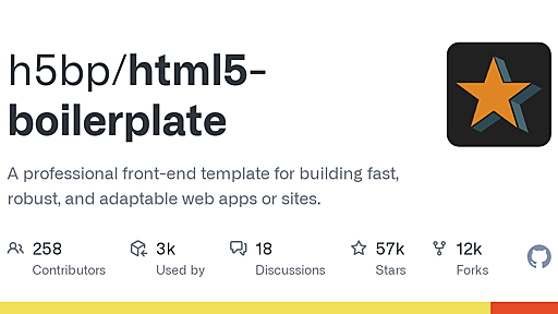 GitHub - h5bp/html5-boilerplate: A professional front-end template for building fast, robust, and adaptable web apps or sites.