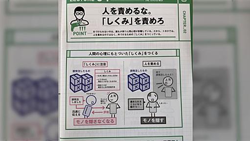 人を責めるな。「しくみ」を責めろ→「人を責めるから隠蔽してしまう」トヨタの『失敗を報告しやすい環境作り』が素晴らしかった話