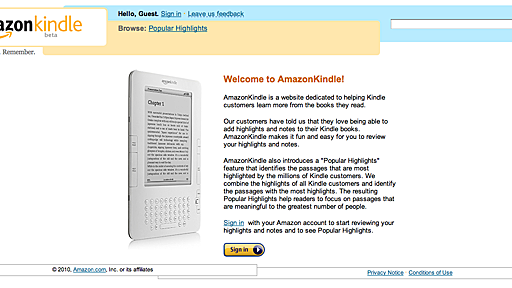 読書家のためのAmazonKindle(Beta)サイトの登場。