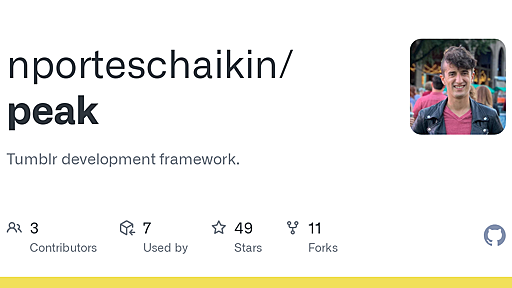 GitHub - nporteschaikin/peak: Tumblr development framework.