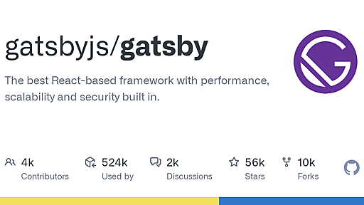 GitHub - gatsbyjs/gatsby: The best React-based framework with performance, scalability and security built in.