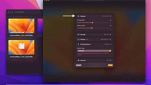 macOS VMのCPUやメモリ、ストレージ、ネットワーク、ディスプレイの設定が可能になったApple Silicon Mac用仮想化ソフトウェア「VirtualBuddy v1.2」がリリース。
