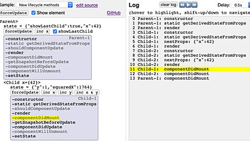 GitHub - Oblosys/react-lifecycle-visualizer: Real-time visualizer for React lifecycle methods