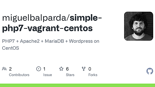 GitHub - miguelbalparda/simple-php7-vagrant-centos: PHP7 + Apache2 + MariaDB + Wordpress on CentOS