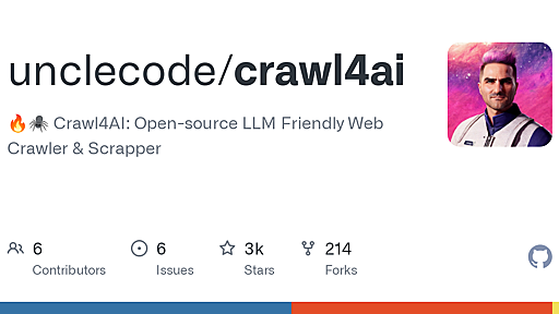 GitHub - unclecode/crawl4ai: 🔥🕷️ Crawl4AI: Open-source LLM Friendly Web Crawler & Scrapper