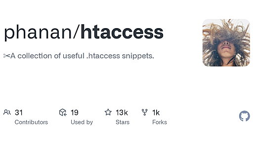 GitHub - phanan/htaccess: ✂A collection of useful .htaccess snippets.