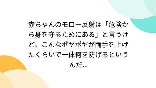 赤ちゃんのモロー反射は「危険から身を守るためにある」と言うけど、こんなポヤポヤが両手を上げたくらいで一体何を防げるというんだ...