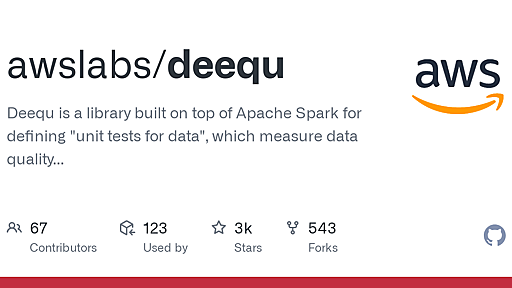 GitHub - awslabs/deequ: Deequ is a library built on top of Apache Spark for defining "unit tests for data", which measure data quality in large datasets.