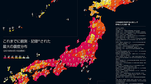 日本の都道府県別最大震度を図にしてみたらこうなる - ゴールデンタイムズ