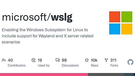 GitHub - microsoft/wslg: Enabling the Windows Subsystem for Linux to include support for Wayland and X server related scenarios