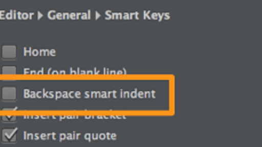 バックスペースの動きがクソうぜぇのは「Backspace smart indent」のせい - marsのメモ