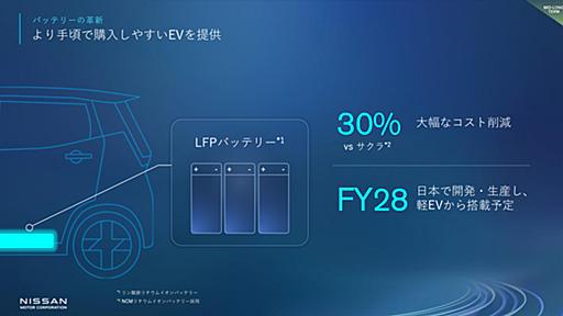 日産、新構造車載用蓄電池を2028年度に軽EVから搭載へ