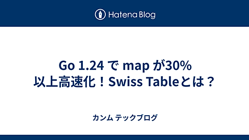 Go 1.24 で map が30%以上高速化！Swiss Tableとは？ - カンム テックブログ