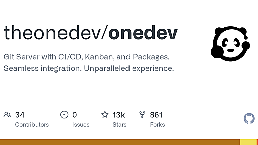 GitHub - theonedev/onedev: Git Server with CI/CD, Kanban, and Packages. Seamless integration. Unparalleled experience.