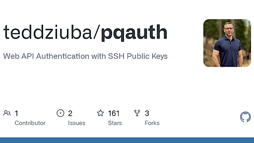 GitHub - teddziuba/pqauth: Web API Authentication with SSH Public Keys