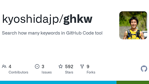 GitHub - kyoshidajp/ghkw: Search how many keywords in GitHub Code tool