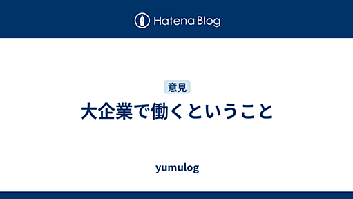 大企業で働くということ - yumulog