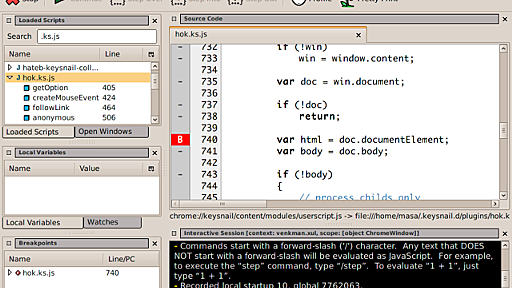 mozIJSSubScriptLoader で読み込まれたスクリプト (KeySnail, Vimperator プラグイン等) を Venkman でデバッグ - リタマス