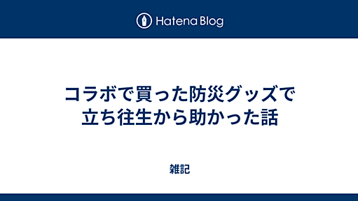 コラボで買った防災グッズで立ち往生から助かった話 - 雑記