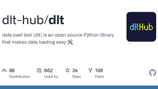 GitHub - dlt-hub/dlt: data load tool (dlt) is an open source Python library that makes data loading easy 🛠️