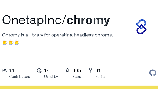 GitHub - OnetapInc/chromy: Chromy is a library for operating headless chrome. 🍺🍺🍺