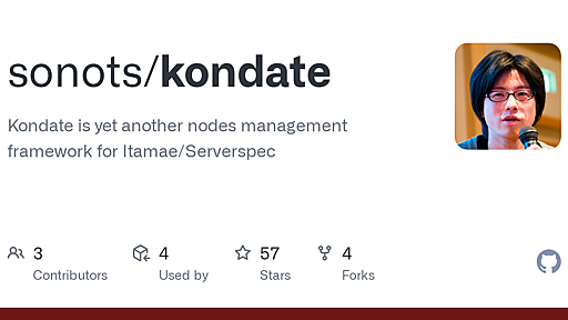 GitHub - sonots/kondate: Kondate is yet another nodes management framework for Itamae/Serverspec