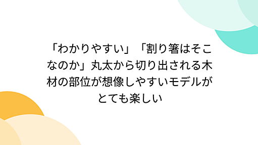 「わかりやすい」「割り箸はそこなのか」丸太から切り出される木材の部位が想像しやすいモデルがとても楽しい