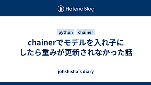 chainerでモデルを入れ子にしたら重みが更新されなかった話 - johshisha’s diary