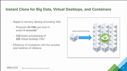 ［速報］VMware、Dockerコンテナ並みのスピードで仮想マシンをプロビジョニング可能な「Instant Clone」機能を発表