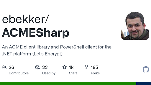 GitHub - ebekker/ACMESharp: An ACME client library and PowerShell client for the .NET platform (Let's Encrypt)