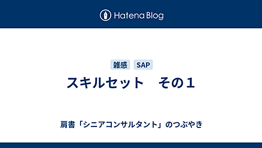 スキルセット　その１ - 肩書「シニアコンサルタント」のつぶやき