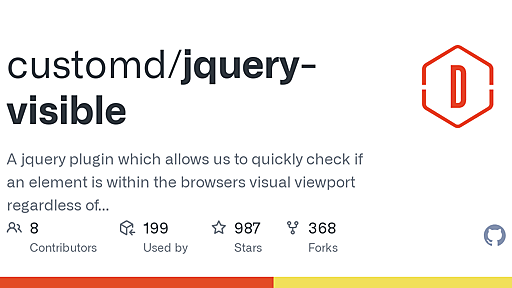 GitHub - customd/jquery-visible: A jquery plugin which allows us to quickly check if an element is within the browsers visual viewport regardless of the window scroll position