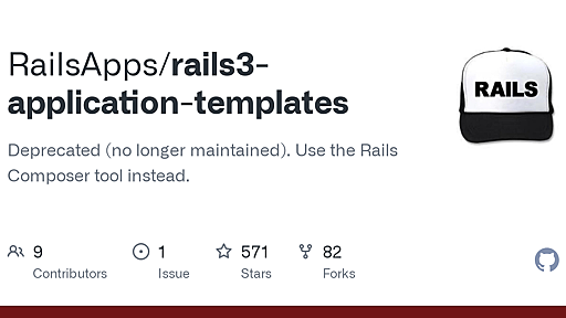 GitHub - RailsApps/rails3-application-templates: Deprecated (no longer maintained). Use the Rails Composer tool instead.