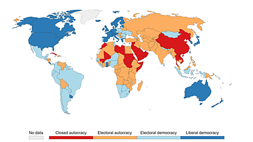 民主主義は大部分の国ではつい最近のことに過ぎないというのがよく分かる世界地図 - GIGAZINE