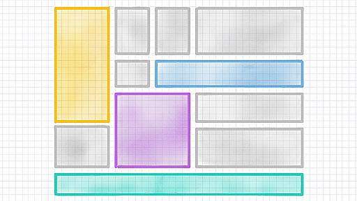 CSSグリッドレイアウトで、サイズが違う複数のボックスをタイル状に配置する