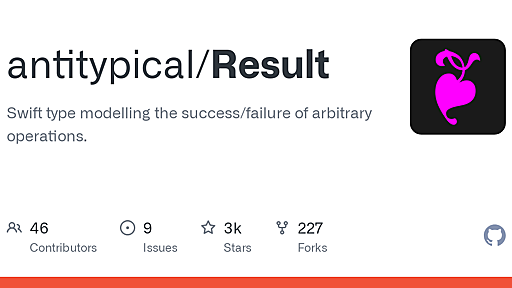 GitHub - antitypical/Result: Swift type modelling the success/failure of arbitrary operations.