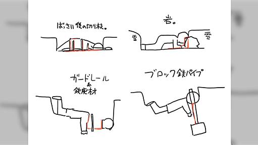 親方から聞いたという「雪ダイブの死亡例」が殺意の強い自然界のトラップみたいでゾッとする…→「あと雪庇パターンも追加で」「何という多様性」