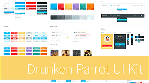 Bootstrap 3をベースにしたフラットなかわいいデザインのHTMLとPSDが揃ってる無料のUI素材 -Druken Parrot UI Kit