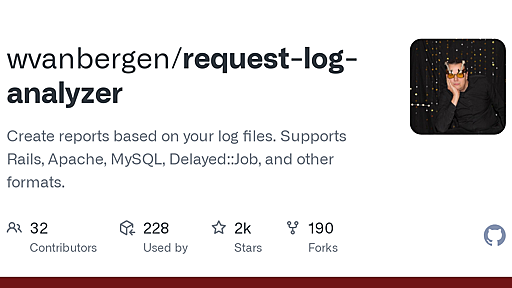 GitHub - wvanbergen/request-log-analyzer: Create reports based on your log files. Supports Rails, Apache, MySQL, Delayed::Job, and other formats.