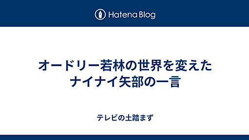 オードリー若林の世界を変えたナイナイ矢部の一言 - テレビの土踏まず